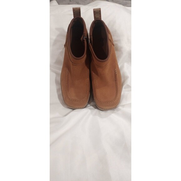 Women's Tan Suede Platform Ankle Boot - Picture 14 of 14